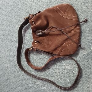 COACH Brown suede drawstring purse